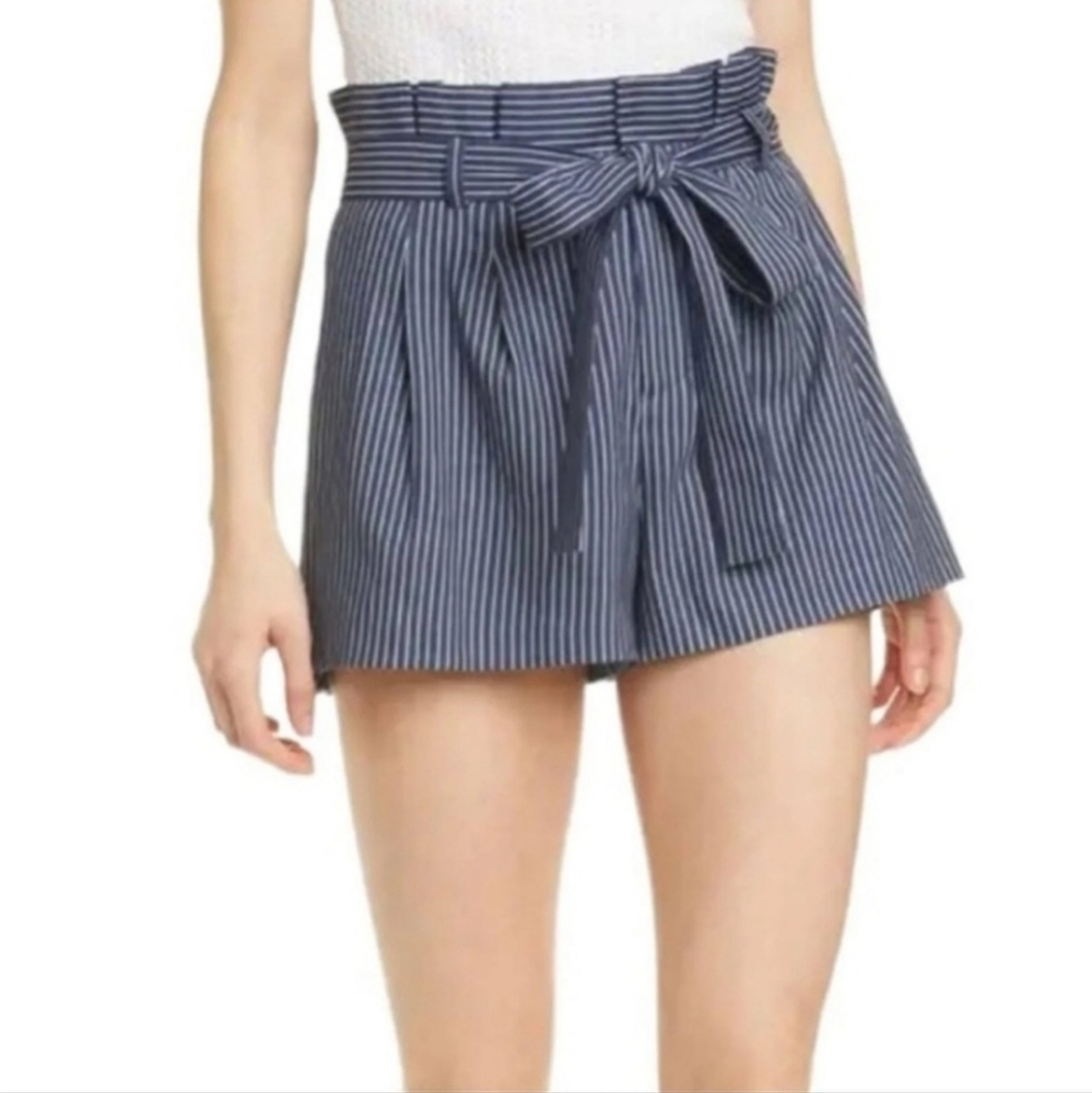 Alice-+ Olivia Laurine Paper Bag High Waist Navy Stripe Shorts size 4